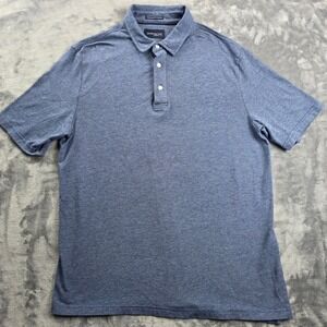 Jachs New York Polo Shirt Men Large Blue Pima Cotton Blend Short Sleeve Stretch
